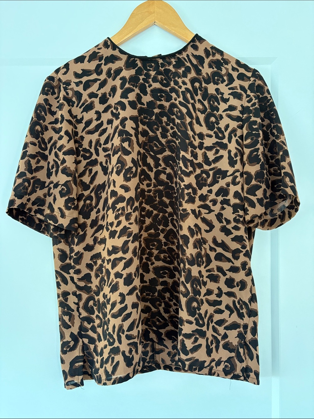 Leopard Print Short Sleeve Blouse